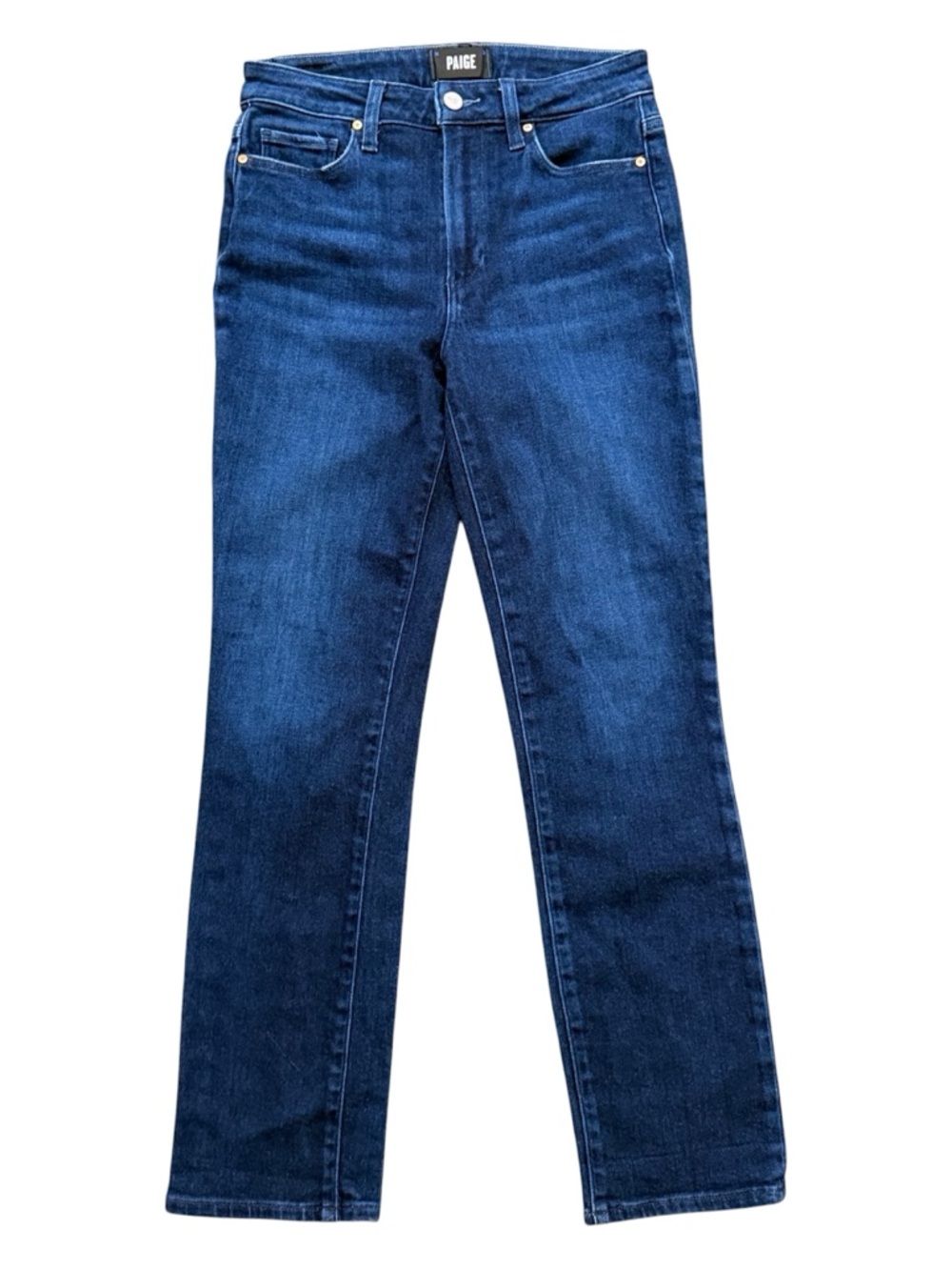 PAIGE Cindy Straight Leg Jeans 27 Solstice Dark Wash Mid Rise Stretch Denim EUC